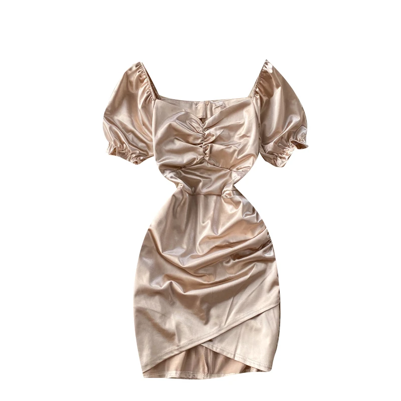 Design Ruched Irregular Dress Women Retro Puff Sleeve V Neck Solid Slim Dresses Summer Chic Fashion Sexy Short Dress
Design Ruched Irregular Dress Women Retro Puff Sleeve V Neck Solid Slim Dresses Summer Chic Fashion Sexy Short Dress
