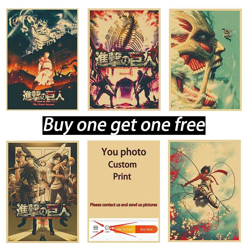 Classic Anime Attack Giant Retro Art Printing Painting Wall Stickers Home Room Decoration Kraft Paper Posters Customization
Classic Anime Attack Giant Retro Art Printing Painting Wall Stickers Home Room Decoration Kraft Paper Posters Customization