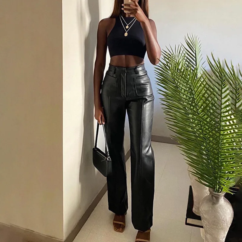 YICIYA Autumn Elegant High Waist Loose Vintage Casual Pants Streetwear Women Faux Leather Pant Pockets Straight Pant Trousers
YICIYA Autumn Elegant High Waist Loose Vintage Casual Pants Streetwear Women Faux Leather Pant Pockets Straight Pant Trousers