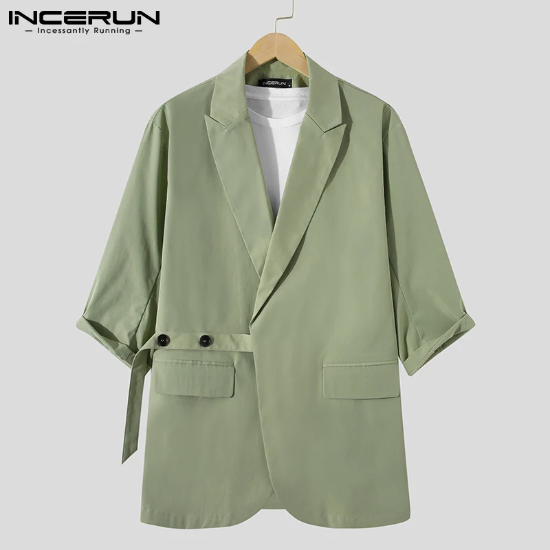 INCERUN Solid Color Men Blazer Turn Down Collar 3/4 Sleeve Fashion Button Casual Suits Streetwear Elegant Leisure Coats Men 2021
INCERUN Solid Color Men Blazer Turn Down Collar 3/4 Sleeve Fashion Button Casual Suits Streetwear Elegant Leisure Coats Men 2021