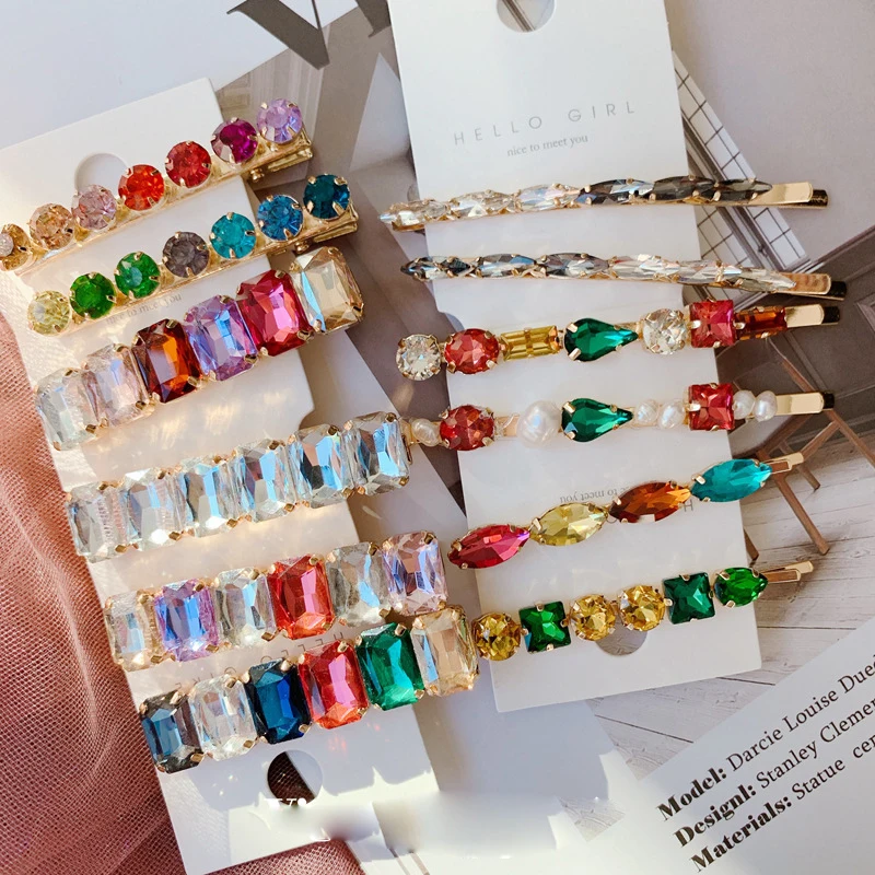 Hairpins Women Fashion Korea Shiny Crystal Hairpins Geometric Waterdrop Rectangle Colorful Rhinestones Hair Clips
Hairpins Women Fashion Korea Shiny Crystal Hairpins Geometric Waterdrop Rectangle Colorful Rhinestones Hair Clips