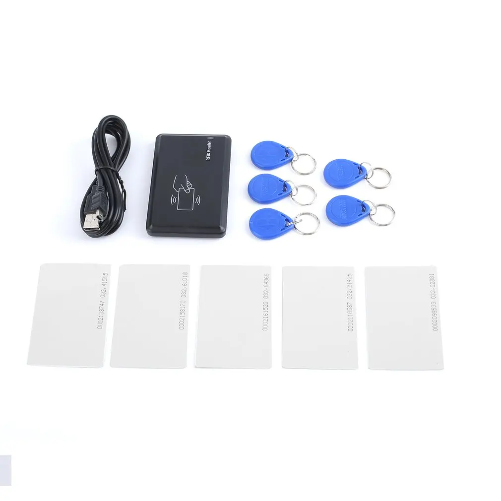 USB 125khz RFID EM4305 T5567 Card Reader Copier Programmer Burner + 5 ID Key Buckles + 5 x ID thin cards+1 x USB Card Reader
USB 125khz RFID EM4305 T5567 Card Reader Copier Programmer Burner + 5 ID Key Buckles + 5 x ID thin cards+1 x USB Card Reader