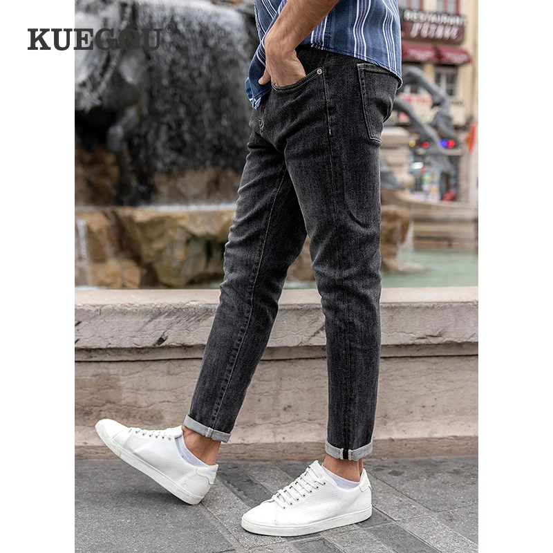 KUEGOU Cotton Spandex Autumn Spring Clothing Classic Black Man Jeans Slim Fashion Stretch Denim Streetwear Men Plus Size LK-1832
KUEGOU Cotton Spandex Autumn Spring Clothing Classic Black Man Jeans Slim Fashion Stretch Denim Streetwear Men Plus Size LK-1832