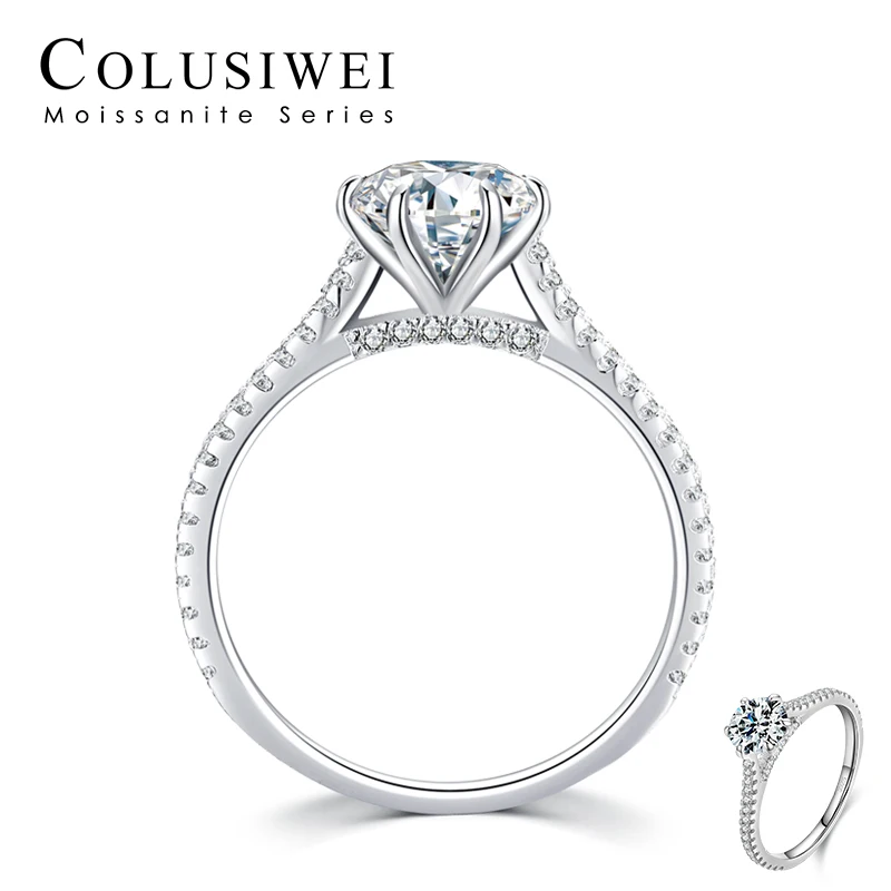 

Colusiwei 5-9 Size Rings Sparkling 1Ct Moissanite 925 Sterling Silver Wedding Engagement Band for Women Statement Jewelry Bijoux