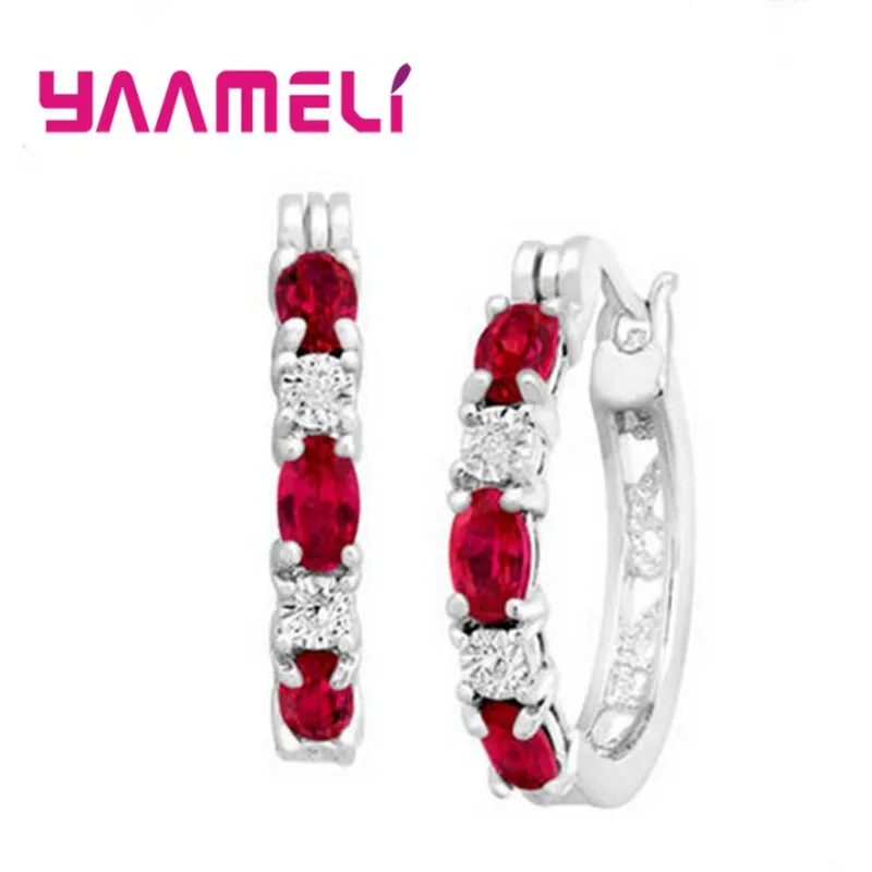 Big Sale 925 Sterling Silver Loop Hoop Earrings Red Clear Color Cubic Zircon Charms Women Jewelry Wedding Accessory Brincos
Big Sale 925 Sterling Silver Loop Hoop Earrings Red Clear Color Cubic Zircon Charms Women Jewelry Wedding Accessory Brincos