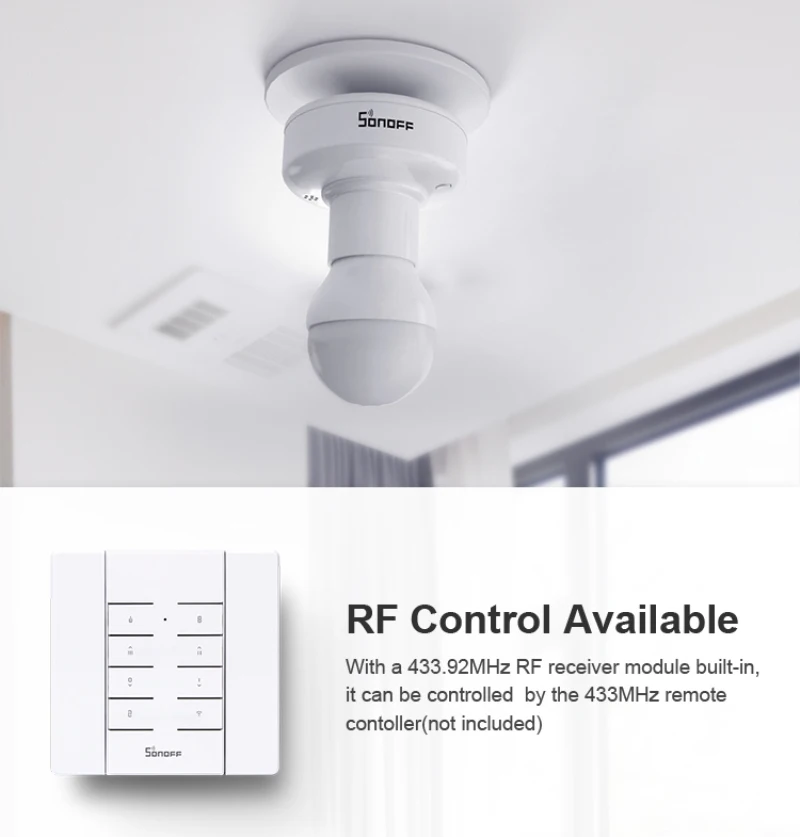 SlampherR2 433MHZ Home Smart Bulb SONOFF RF & WIFI Smart Lamp Holder For Alexa Google Home Smart Home
SlampherR2 433MHZ Home Smart Bulb SONOFF RF & WIFI Smart Lamp Holder For Alexa Google Home Smart Home