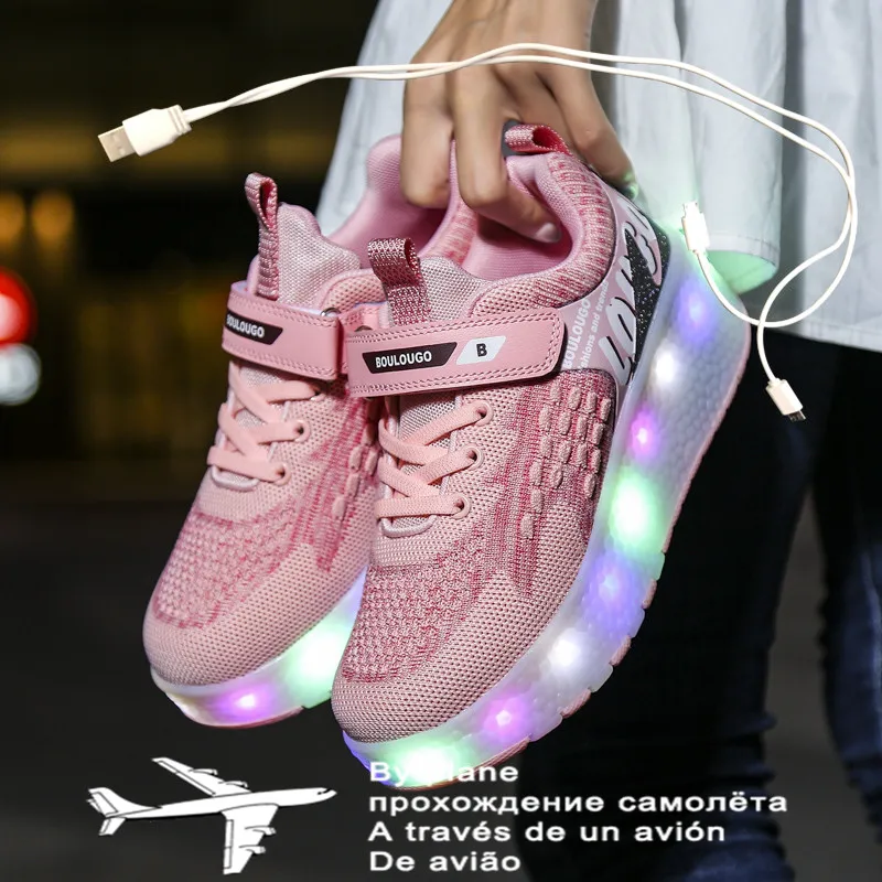 Children One Two Wheels Luminous Glowing Sneakers Gold Pink Led Light Roller Skate Shoes Kids Led Shoes Boys Girls USB Charging 
Children One Two Wheels Luminous Glowing Sneakers Gold Pink Led Light Roller Skate Shoes Kids Led Shoes Boys Girls USB Charging