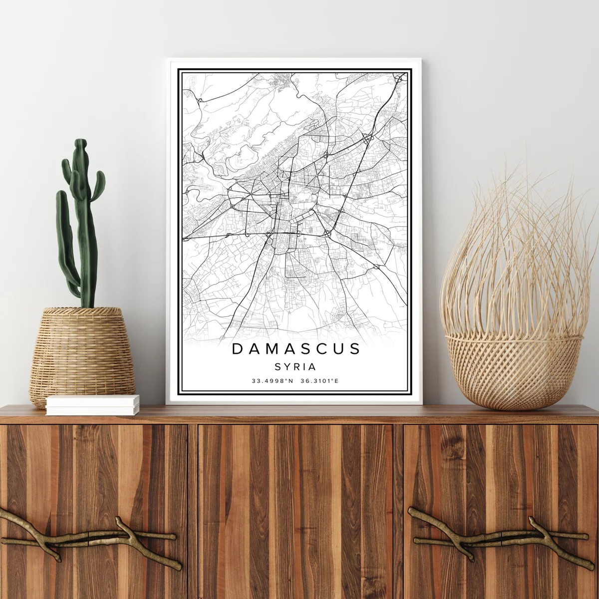Печать на картах Дамасского города Сирии постер холсте настенное искусство | Дом