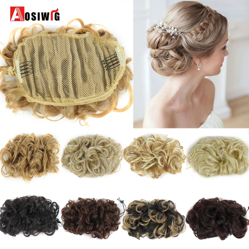 AOSI синтетический кудрявый шиньон, пучок, пучок, 2 пластиковых расчески, зажимы для наращивания волос, шиньон для женщин, свадьба