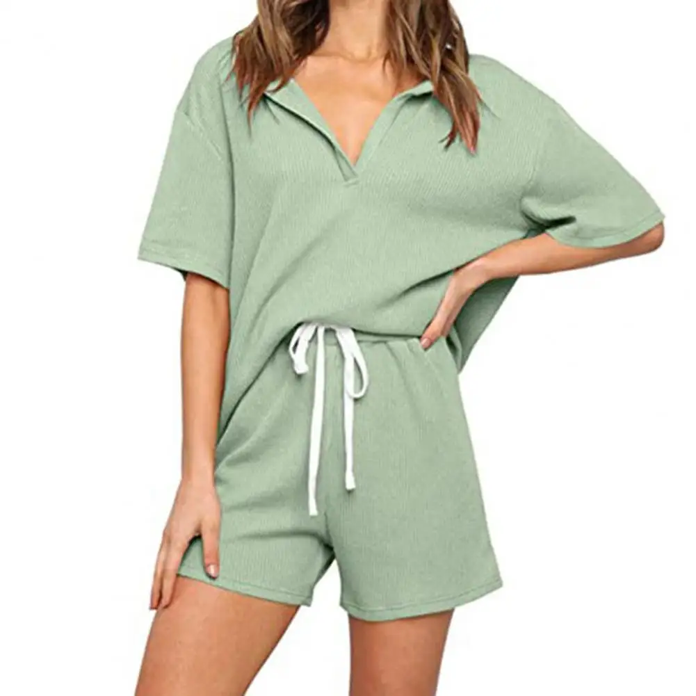Women Outfit Half Sleeve Solid Color Two Piece V Neck Drawstring T-shirt Shorts Set V Neck Drawstring T-shirt Shorts Set 2021
Women Outfit Half Sleeve Solid Color Two Piece V Neck Drawstring T-shirt Shorts Set V Neck Drawstring T-shirt Shorts Set 2021