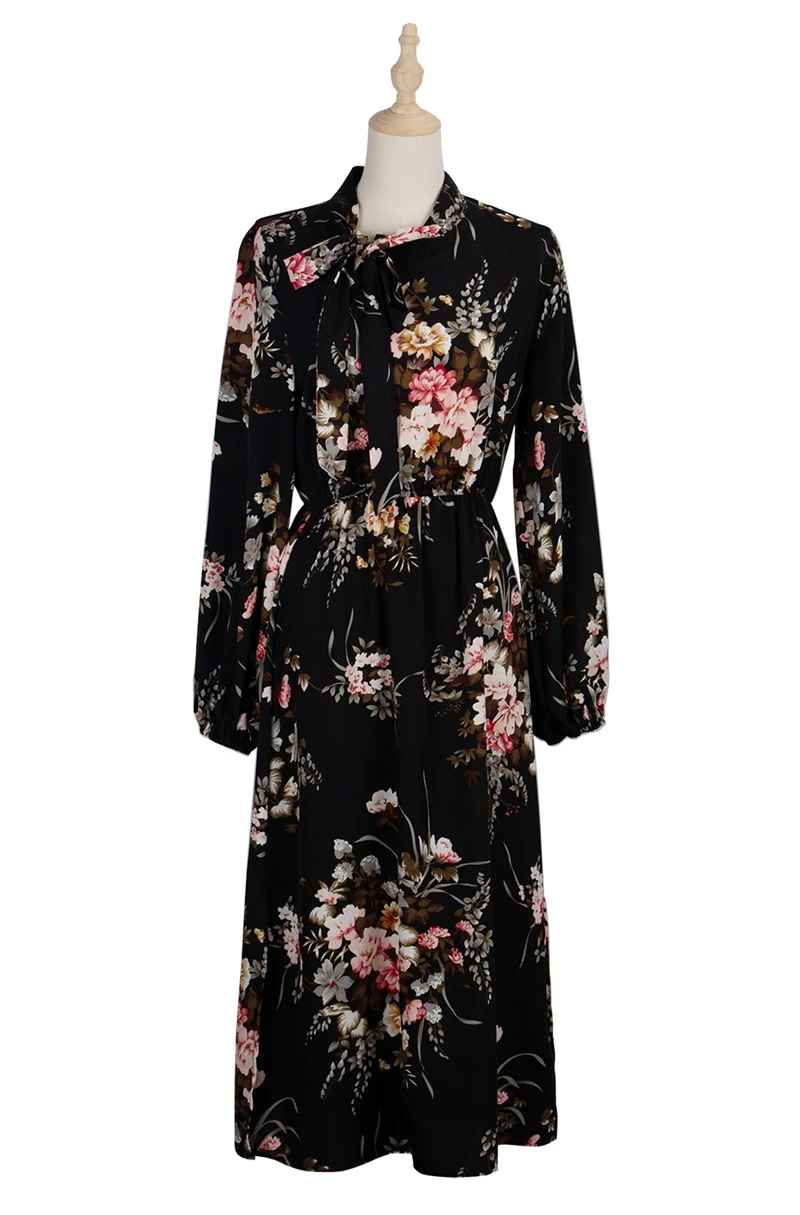 Puff Sleeve Autumn Winter Floral Dress Women Casual Bow Stand Collar High Wasit Long Sleeve Dress 2021 New
Puff Sleeve Autumn Winter Floral Dress Women Casual Bow Stand Collar High Wasit Long Sleeve Dress 2021 New