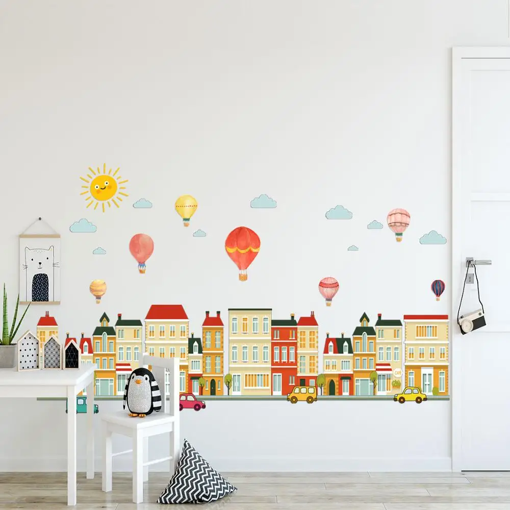 Building Car Hot Air Balloon Wall Sticker for baby rooms bedroom decorations home wallpaper nursery Mural kids room stickers
Building Car Hot Air Balloon Wall Sticker for baby rooms bedroom decorations home wallpaper nursery Mural kids room stickers