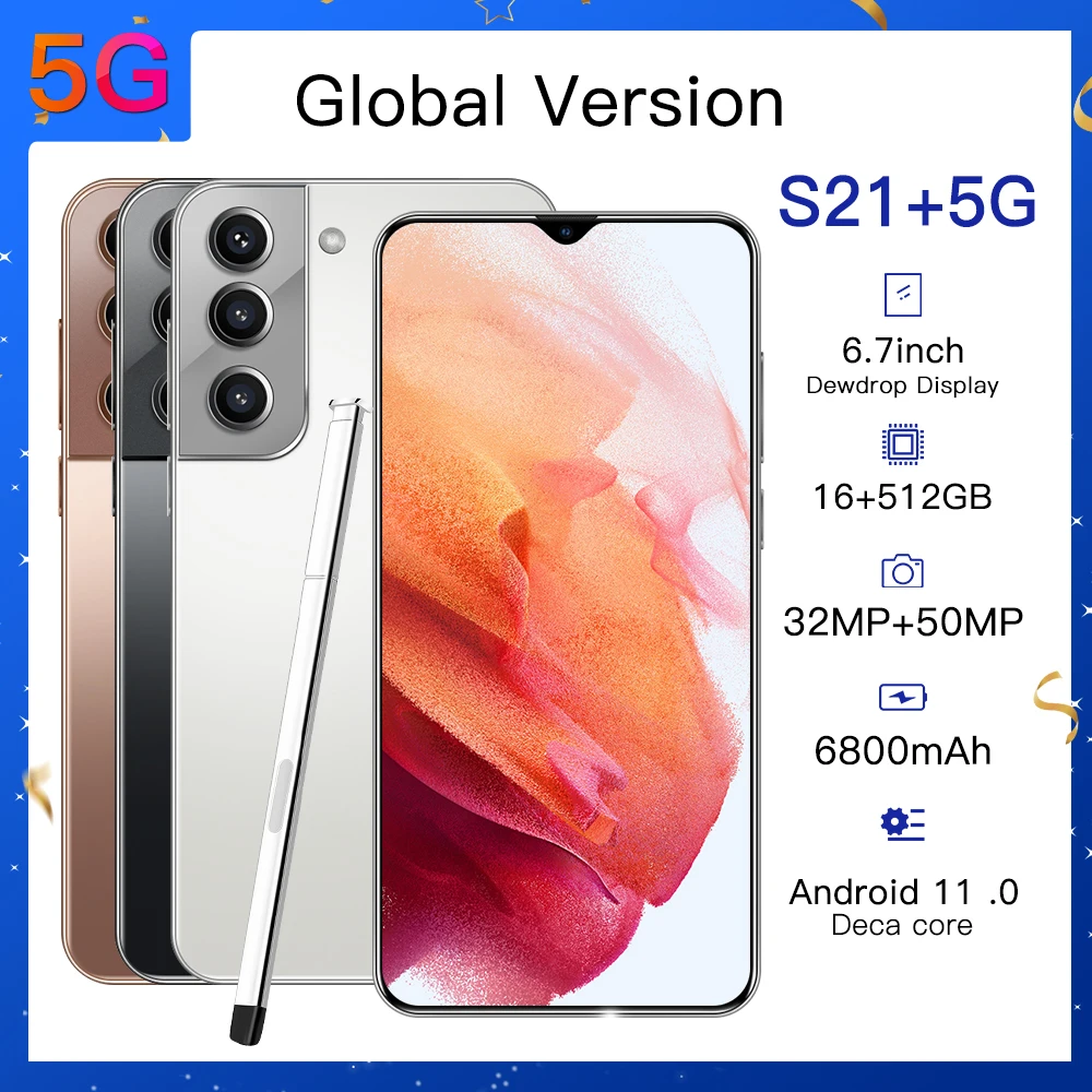 Hot Samsug S21+ 5G 16GB 512GB Global Version 6800mAh Android 11.0 6.7'' Mobile Phone Waterdrop HD Screen Cellphone Smartphone
Hot Samsug S21+ 5G 16GB 512GB Global Version 6800mAh Android 11.0 6.7'' Mobile Phone Waterdrop HD Screen Cellphone Smartphone