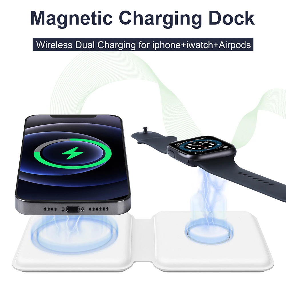 Wireless Charger 2-in-1 Folding Charging Station Magnetic 15W Fast Charger for iPhone Samsung
Wireless Charger 2-in-1 Folding Charging Station Magnetic 15W Fast Charger for iPhone Samsung