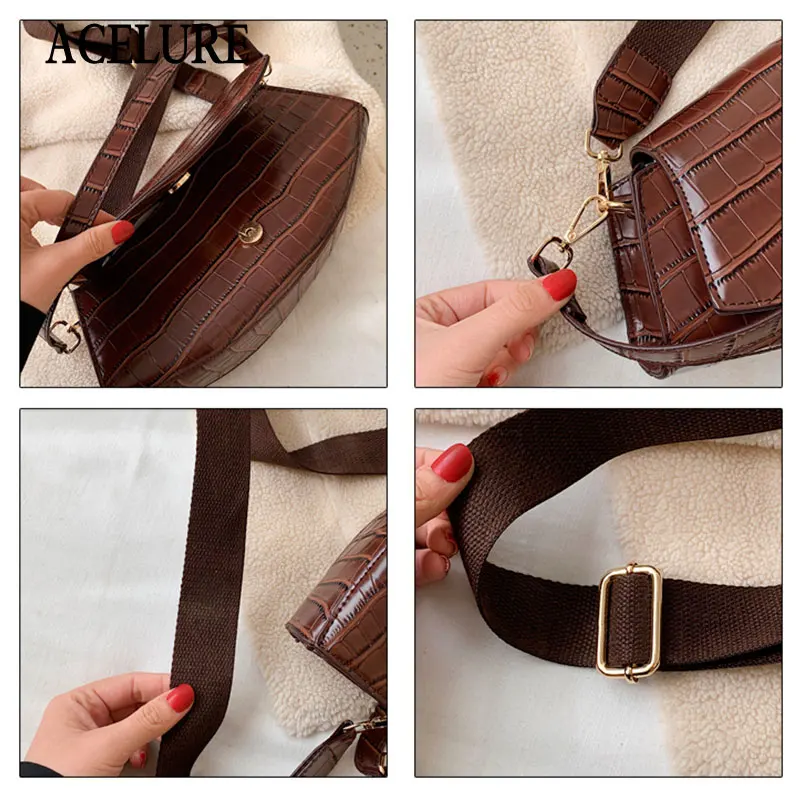 ACELURE Women Alligator PU Leather Tote Bag High Quality Ladies Handbag Small Female Shoulder Crossbody Bags for Lady Sac A Main