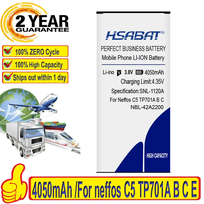 Аккумулятор HSABAT 4050 мАч для neffos C5 TP701A B C E 100% оригинал|Аккумуляторы мобильных