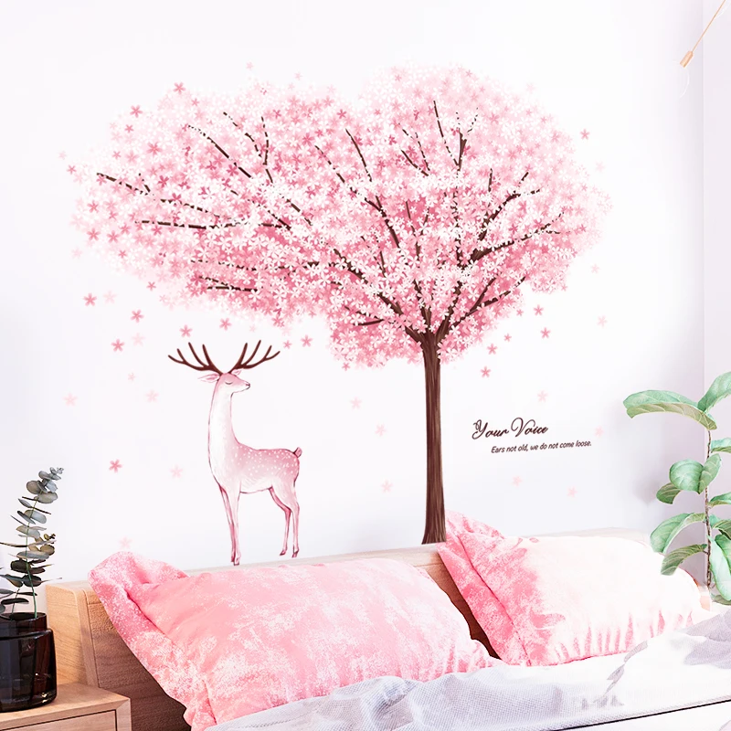 Вишневые цветы дерево настенная наклейка украшение для комнаты девочки сделай