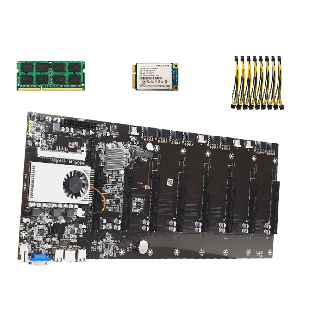 BTC-T37 575mm Desktop Computer Mining Motherboard 8x PCI Express 16X DDR3 SODIMM Miner Board with CPU 128G MSATA 8 Pin Adapter
BTC-T37 575mm Desktop Computer Mining Motherboard 8x PCI Express 16X DDR3 SODIMM Miner Board with CPU 128G MSATA 8 Pin Adapter