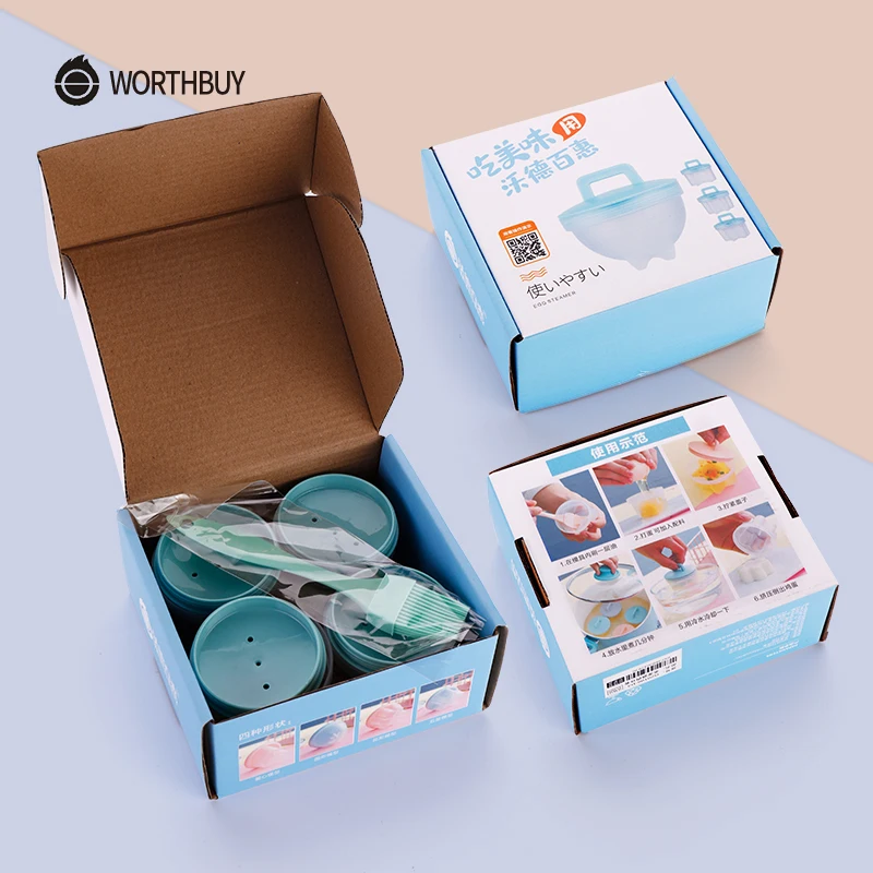 WORTHBUY 4 Pcs/Set Cute Egg Boiler Plastic Egg Poacher Set Kitchen Egg Cooker Tools Egg Mold Form With Lid Brush Pancake Maker
WORTHBUY 4 Pcs/Set Cute Egg Boiler Plastic Egg Poacher Set Kitchen Egg Cooker Tools Egg Mold Form With Lid Brush Pancake Maker