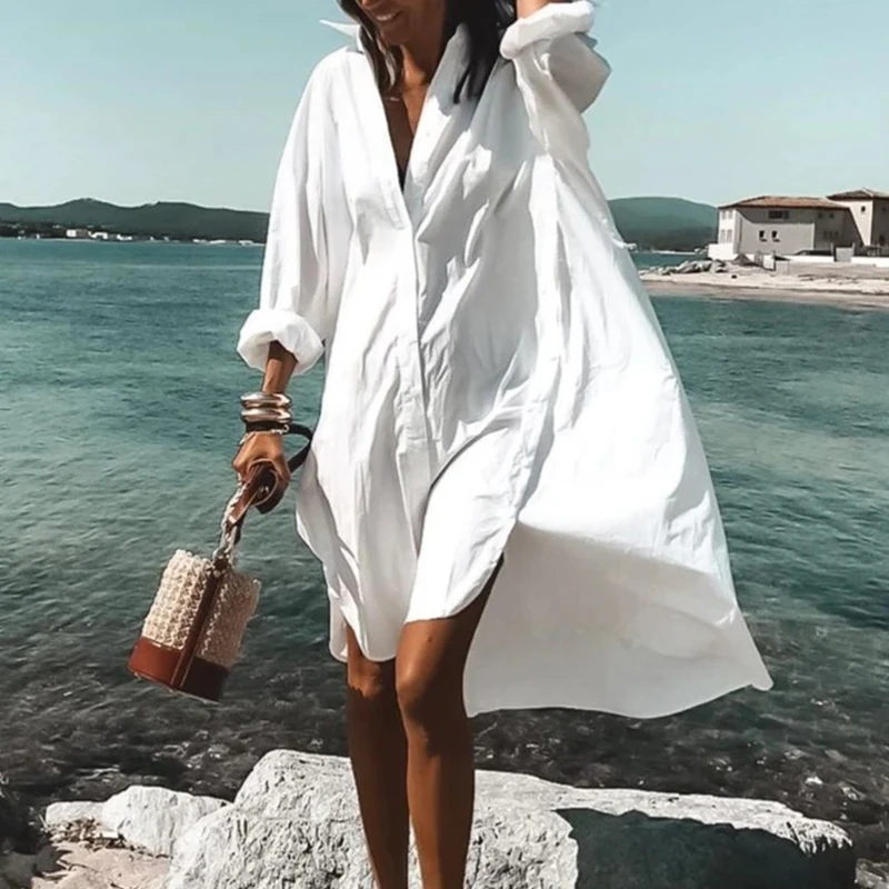 Summer Women Dresses 2021Turn-down Collar Print Casual Long Sleeve Shirt Dress Plus Size Loose Beach Party Vestidos Robe Blouse
Summer Women Dresses 2021Turn-down Collar Print Casual Long Sleeve Shirt Dress Plus Size Loose Beach Party Vestidos Robe Blouse