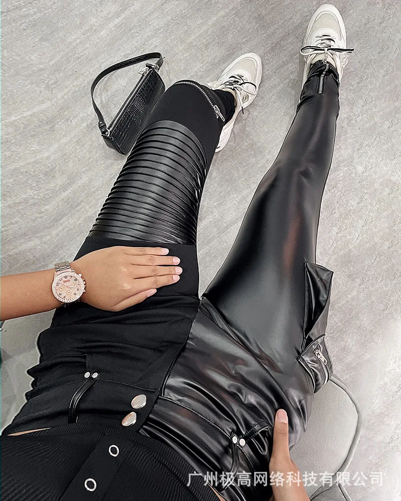 Casual Leather Pants for Women High Waist Zipper Pocket Decoration Fashion New Trouser Female Sexy Skinny Pencil PU Pants
Casual Leather Pants for Women High Waist Zipper Pocket Decoration Fashion New Trouser Female Sexy Skinny Pencil PU Pants