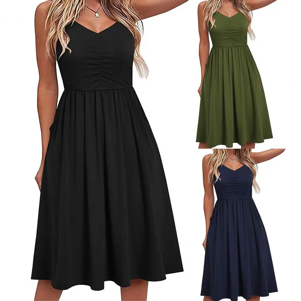 Summer A-line Solid Color Dresses Strap V Neck Sleeveless Dress Woman 2021 Ruffles Beach Style Midi Dress Casual Vestidos
Summer A-line Solid Color Dresses Strap V Neck Sleeveless Dress Woman 2021 Ruffles Beach Style Midi Dress Casual Vestidos