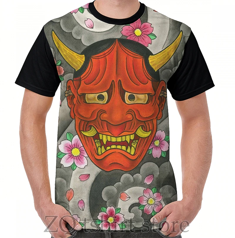 Hannya графическая футболка мужские топы для женщин Мужская с забавным принтом и