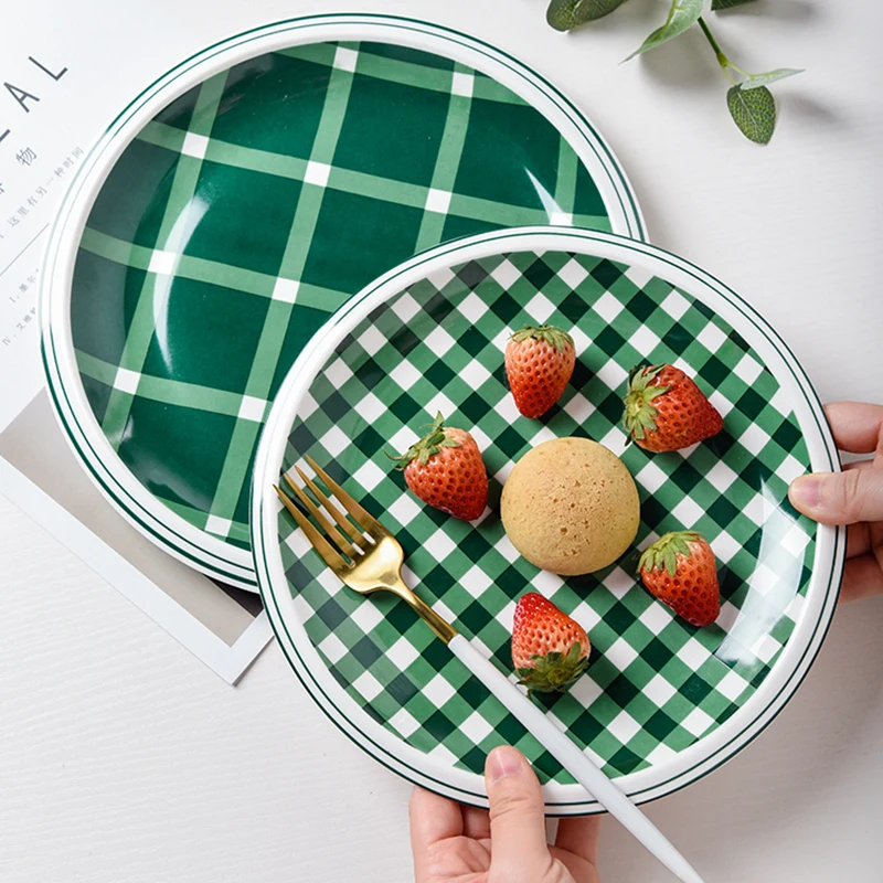 Ceramic Dinnerware Green Checkered Dinner Plate Noodle Rice Bowl Ramen Pasta Dessert Dishes Microwave Safe
Ceramic Dinnerware Green Checkered Dinner Plate Noodle Rice Bowl Ramen Pasta Dessert Dishes Microwave Safe