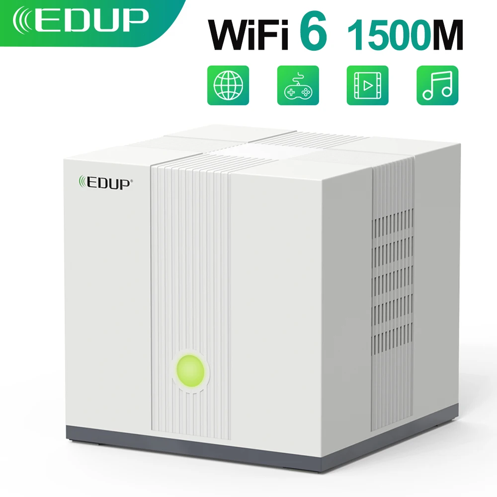 EDUP 1500M WiFi 6 Router Dual Band 2.4G/5Ghz AX1500 Gigabit Rate Wireless Internet Router with USB 3.0 WLAN LAN for Home Soho
EDUP 1500M WiFi 6 Router Dual Band 2.4G/5Ghz AX1500 Gigabit Rate Wireless Internet Router with USB 3.0 WLAN LAN for Home Soho