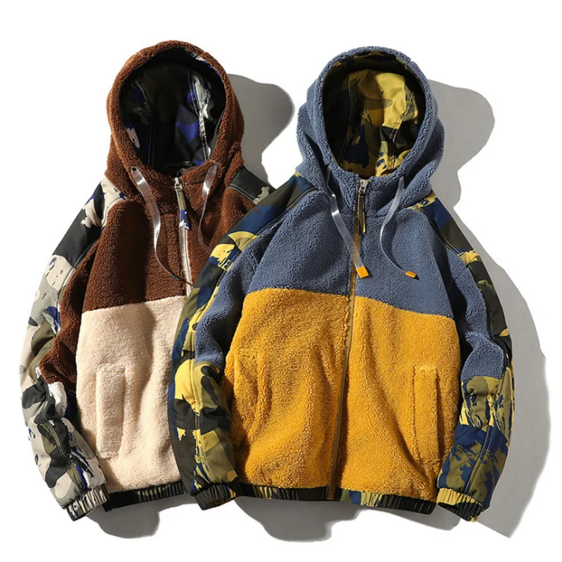 New Trend Lambswool Jacket Men Hooded Spliced Camouflage Sleeve Coat Loose Thick Men's Jacket Casual Windproof Coat
New Trend Lambswool Jacket Men Hooded Spliced Camouflage Sleeve Coat Loose Thick Men's Jacket Casual Windproof Coat