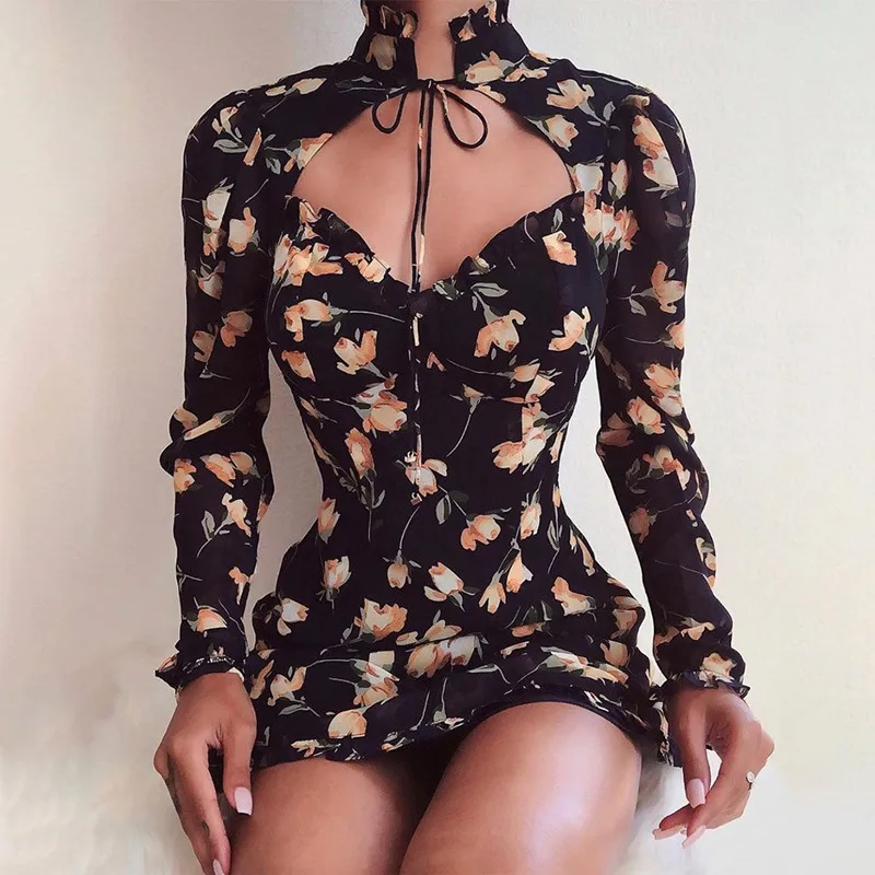 Bola New Hot-Selling Autumn And Winter Women's Dress Floral Skirt Wood Ear High-Collar Tie Low-Breast Lace-Up Long-Sleeved Dress
Bola New Hot-Selling Autumn And Winter Women's Dress Floral Skirt Wood Ear High-Collar Tie Low-Breast Lace-Up Long-Sleeved Dress