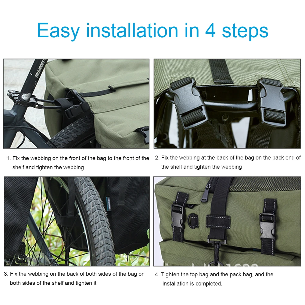 3 in 1 Bicycle Trunk Bags Mountain Road Bike Cycling Double Side Rear Rack Tail Seat Pannier Pack Luggage Carrier
3 in 1 Bicycle Trunk Bags Mountain Road Bike Cycling Double Side Rear Rack Tail Seat Pannier Pack Luggage Carrier