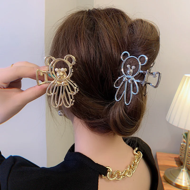 Origin Summer Funny Cute Hollow Out Little Bear Hair Claw for Women Gold Silver Metal Faux Pearl Geometric Shark Hair Clamps
Origin Summer Funny Cute Hollow Out Little Bear Hair Claw for Women Gold Silver Metal Faux Pearl Geometric Shark Hair Clamps