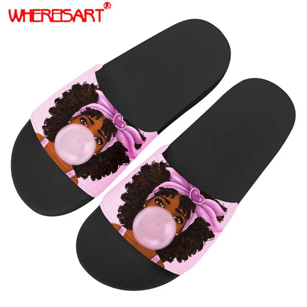 WHEREISART Women Platform Slippers Black Women Afro Girls Cute Print Summer Home Lady Slipper Non-slip Bathroom Slides Flip Flop
WHEREISART Women Platform Slippers Black Women Afro Girls Cute Print Summer Home Lady Slipper Non-slip Bathroom Slides Flip Flop