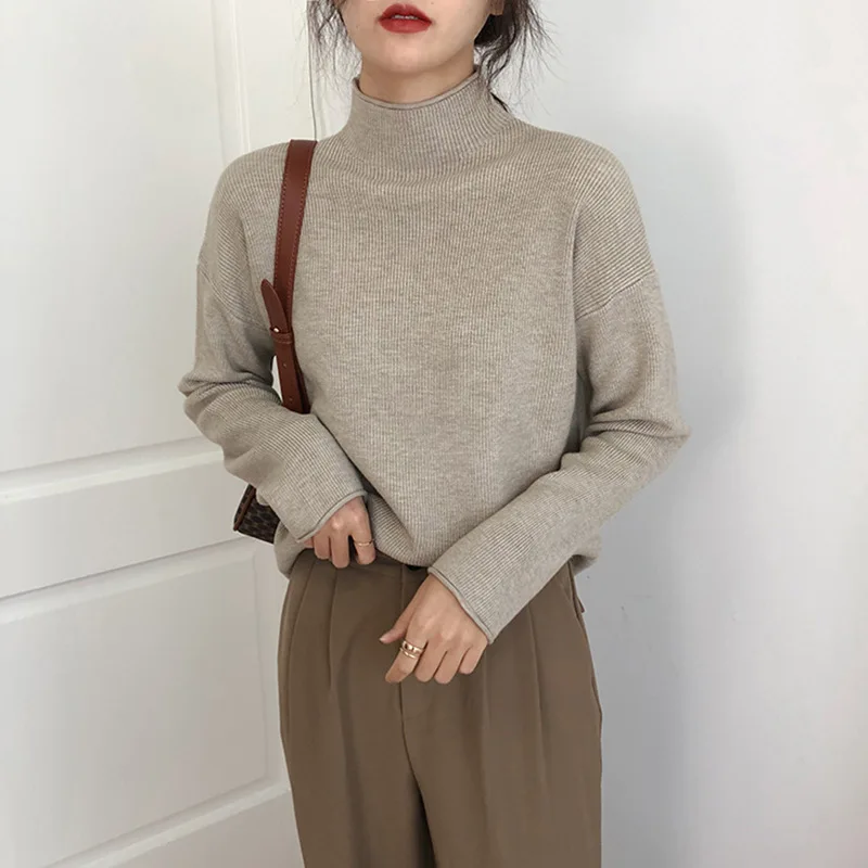 CGC 2022 Half Turtleneck Sweater Women Autumn Winter Knitted Pullover Loose Sweater Female Thicken Warm Long Sleeve Jumper Tops
CGC 2022 Half Turtleneck Sweater Women Autumn Winter Knitted Pullover Loose Sweater Female Thicken Warm Long Sleeve Jumper Tops
