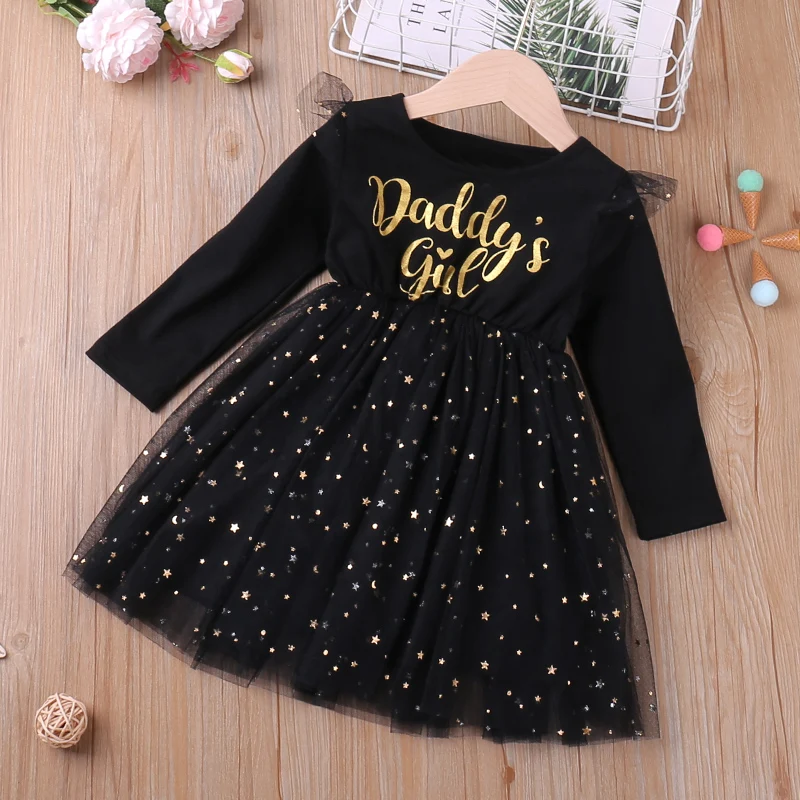 Girls Dress 2022 Spring Autumn Long-Sleeved Letter Mesh Yarn Princess Dress Shiny Stars Pattern Dress For 2-6Y
Girls Dress 2022 Spring Autumn Long-Sleeved Letter Mesh Yarn Princess Dress Shiny Stars Pattern Dress For 2-6Y