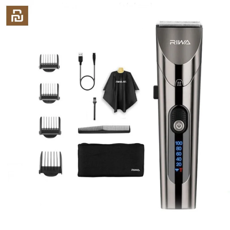 

Youpin RIWA RE-6305 Washable Rechargeable Hair Clipper Professional Barber Trimmer With Carbon Steel Cutter Head