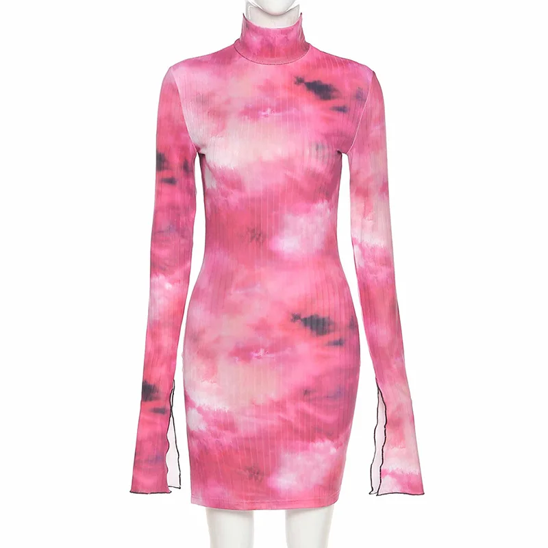 Echoine Spring Tie Dye Printing Long Sleeve Flare Split Mini Dress Sexy Turtleneck Fitness Bodycon Elastic Tight Autumn Dresses
Echoine Spring Tie Dye Printing Long Sleeve Flare Split Mini Dress Sexy Turtleneck Fitness Bodycon Elastic Tight Autumn Dresses