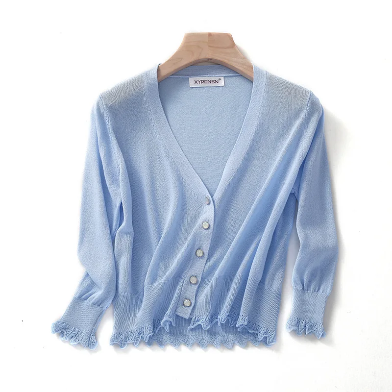 2021 New Ice Wire Knitted Air Conditioning Women's Cardigan Summer Short Outer Sunscreen Jacket Shawl Cardigan
2021 New Ice Wire Knitted Air Conditioning Women's Cardigan Summer Short Outer Sunscreen Jacket Shawl Cardigan