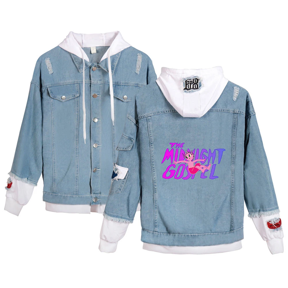 The Midnight Gospel Cool Logo Printed Denim Jackets 2020 New Fashion Men and Women Streetwear Fashion Hooded Jacket
The Midnight Gospel Cool Logo Printed Denim Jackets 2020 New Fashion Men and Women Streetwear Fashion Hooded Jacket