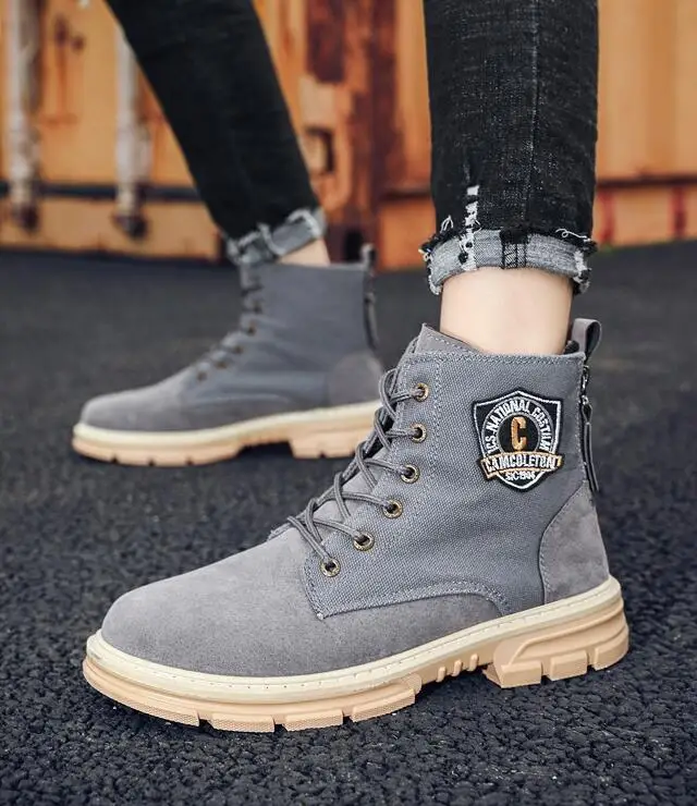 New Winter Men Boots Leather Canvas Patchwrok New Fashion Autumn Casual Shoes Trend High Tops Desert Martin Boots
New Winter Men Boots Leather Canvas Patchwrok New Fashion Autumn Casual Shoes Trend High Tops Desert Martin Boots