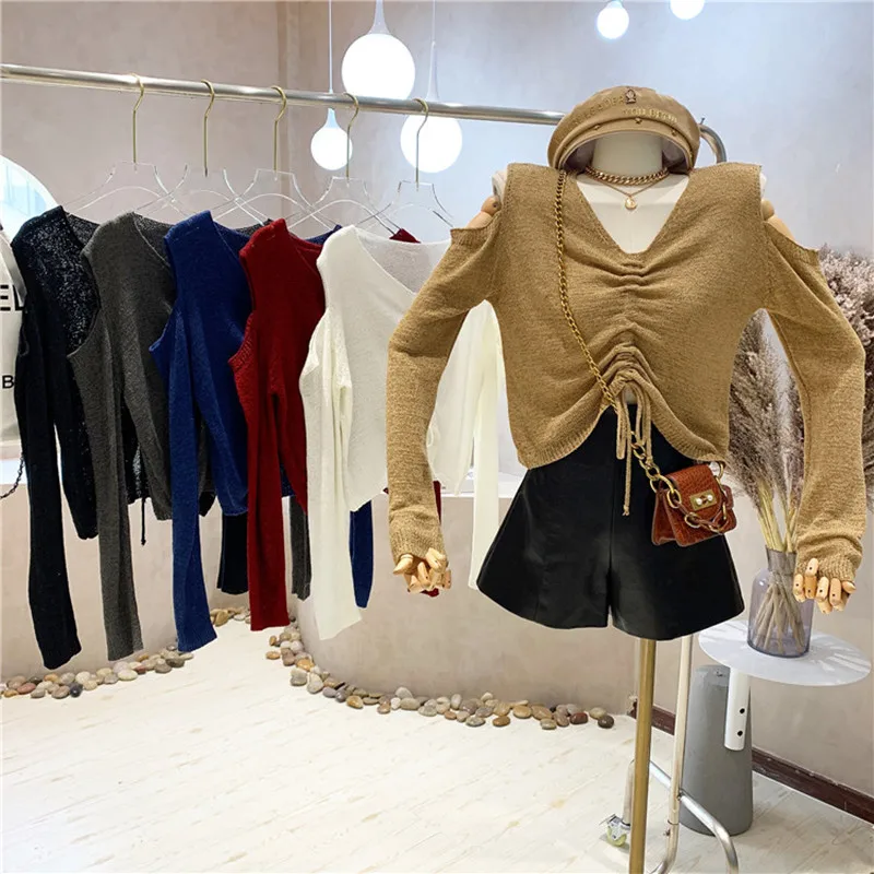 Niche Design New Women Clothing Fashion Design Long Sleeve Off Shoulder Knitting Bottoming Top Drawstring Pleated Short T-shirt
Niche Design New Women Clothing Fashion Design Long Sleeve Off Shoulder Knitting Bottoming Top Drawstring Pleated Short T-shirt