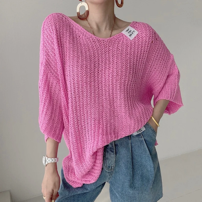 Korean Chic Retro Lazy Style V-Neck Pullover Letter Printed Patch Design Loose Thin Long-Sleeved Sweater
Korean Chic Retro Lazy Style V-Neck Pullover Letter Printed Patch Design Loose Thin Long-Sleeved Sweater