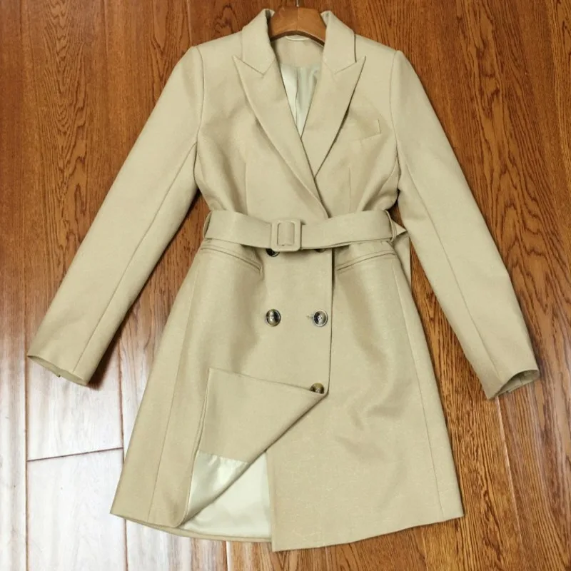 XUXI Women France Slim Thin Dress Long Sleeve Double Breasted Fashion Stitching Belt Mini Tight Coat Spring Autumn 2021 E112 
XUXI Women France Slim Thin Dress Long Sleeve Double Breasted Fashion Stitching Belt Mini Tight Coat Spring Autumn 2021 E112
