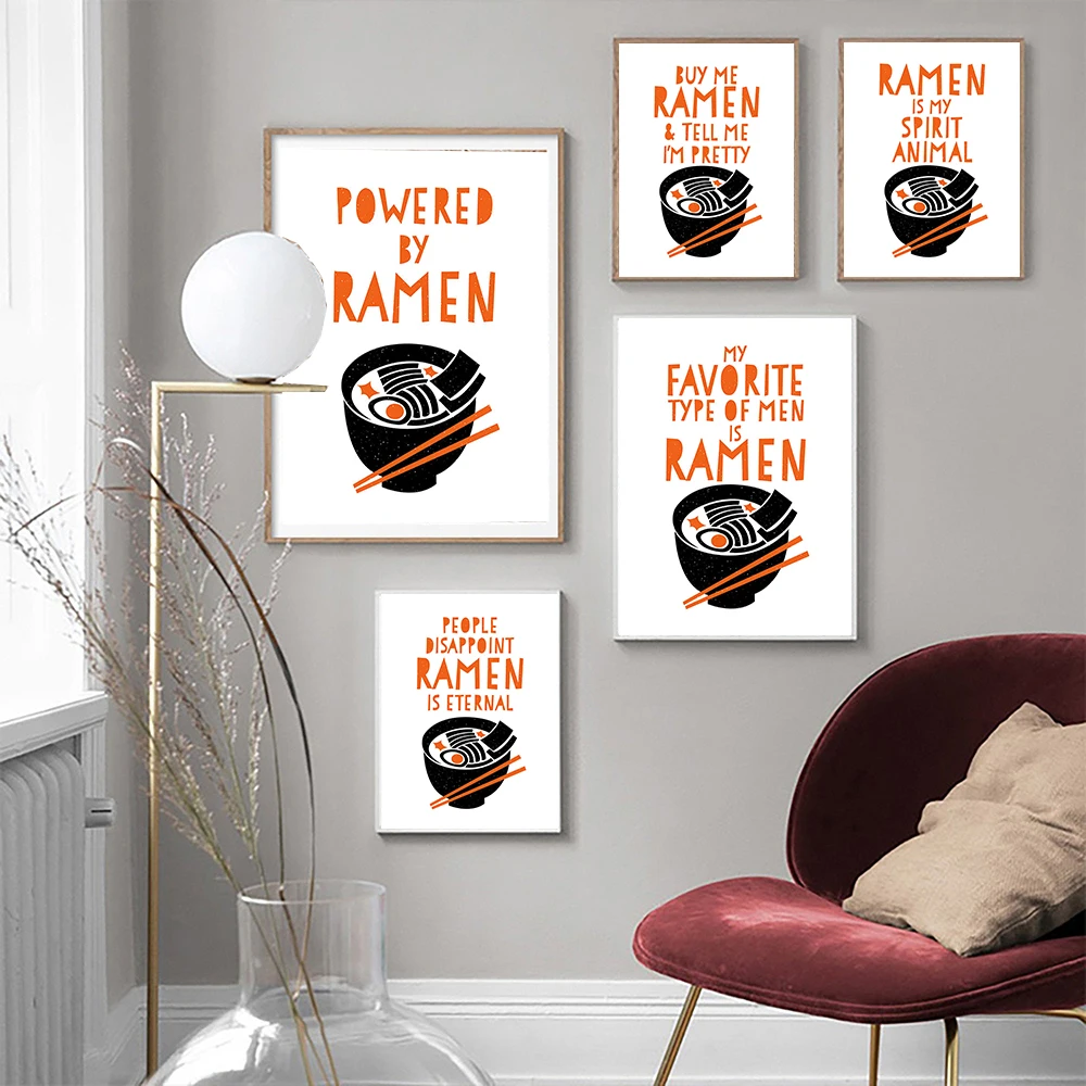 Japanese Style Cartoon Noodle Canvas Art Painting Funny Kitchen Decoration Wall Picture Soup Food Posters and Prints for Kids 
Japanese Style Cartoon Noodle Canvas Art Painting Funny Kitchen Decoration Wall Picture Soup Food Posters and Prints for Kids