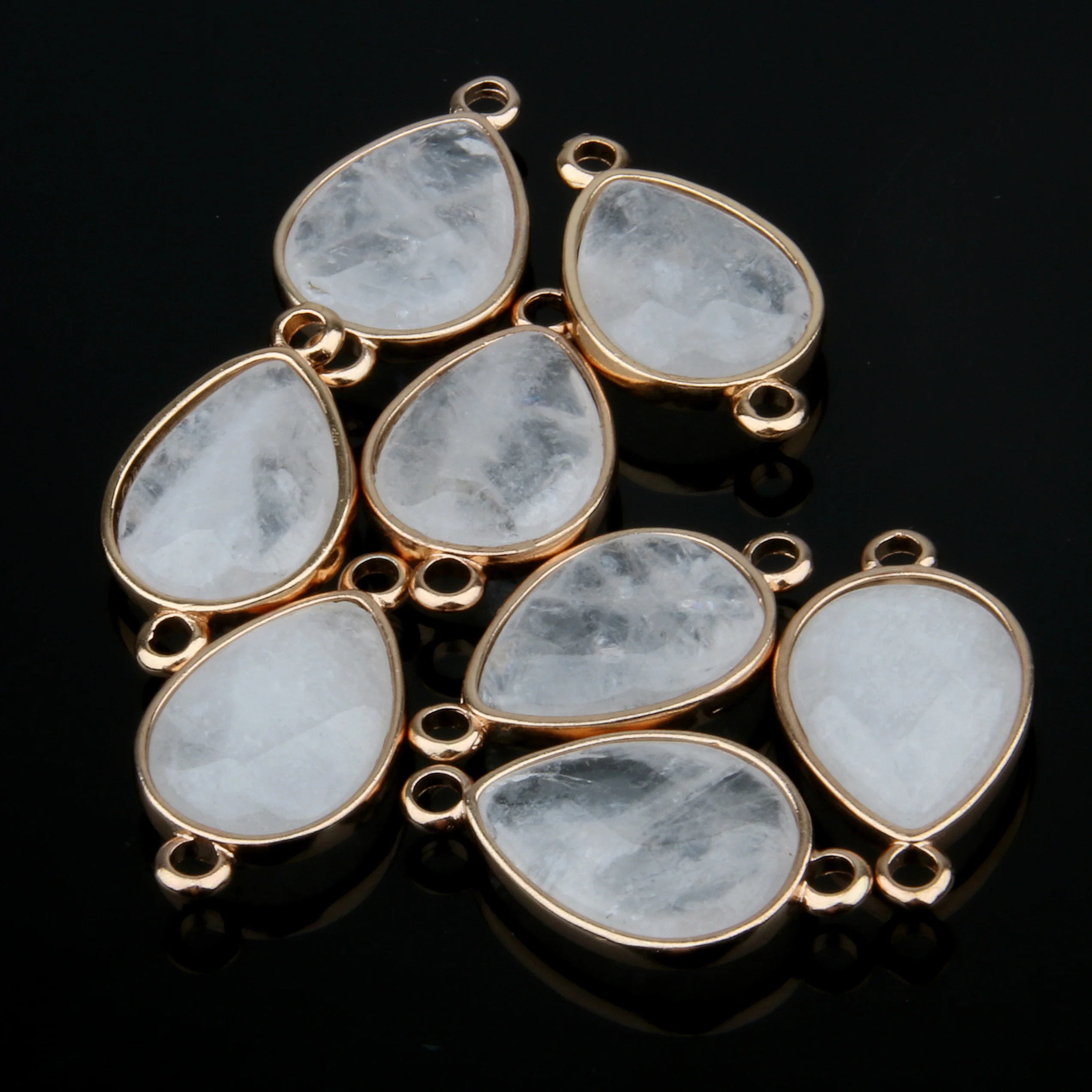 Natural Stone Drop Shape Crystal Agates Pendant Charms Connector Jewelry Making DIY Necklace Earrings Accessories Gift for Women