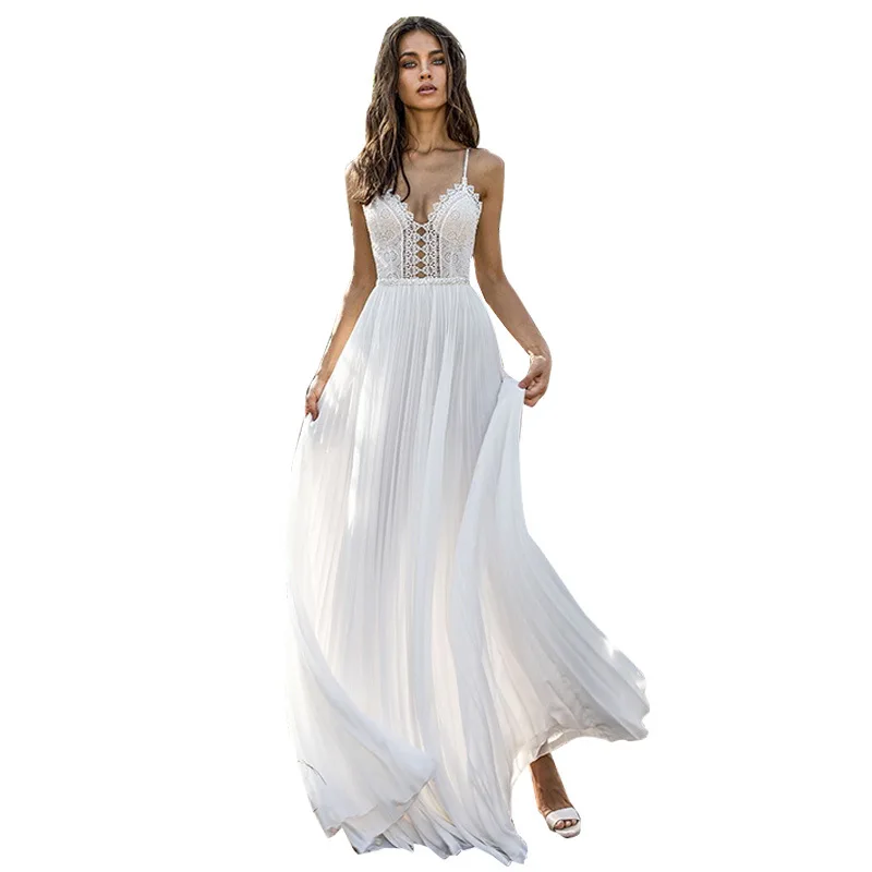 Mandylandy Women's Casual Lace Stitching V-neck Spaghetti Strap Dress Summer Sexy Hollow Out Slim Fit Backless Dress
Mandylandy Women's Casual Lace Stitching V-neck Spaghetti Strap Dress Summer Sexy Hollow Out Slim Fit Backless Dress