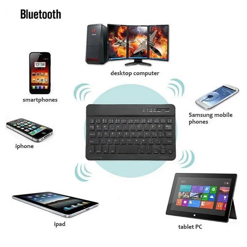 7/10 дюймовая Мини Bluetooth-совместимая клавиатура для Ipad телефона планшета резиновые