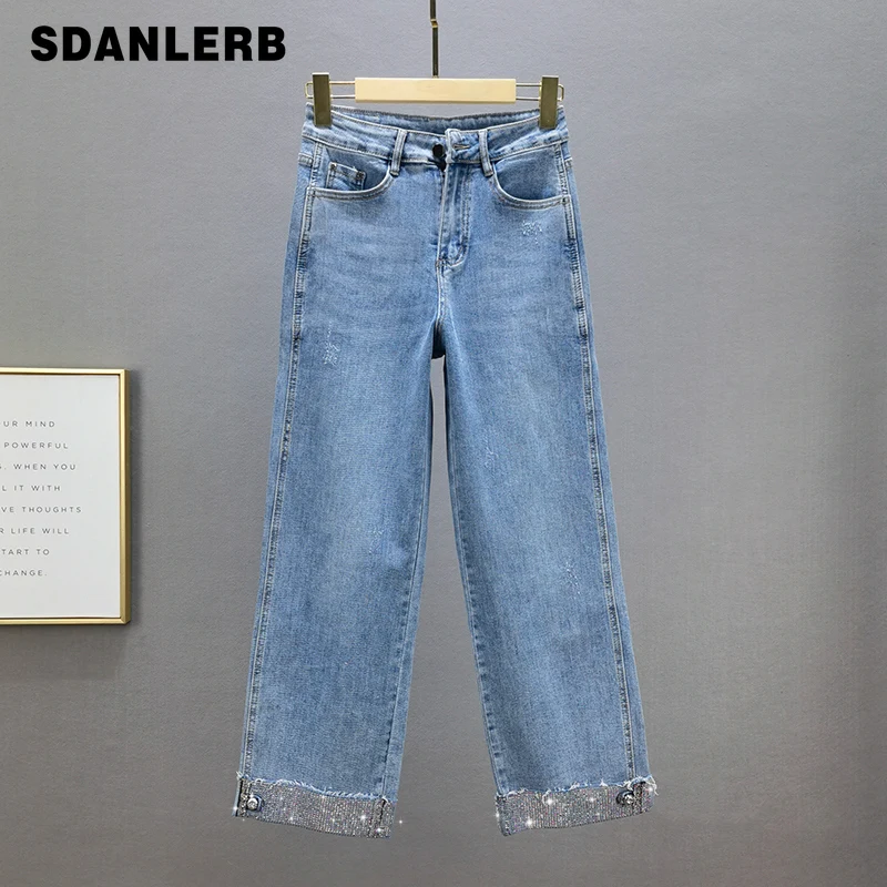 Women's Rhinestone Jeans Fashionable 2021 Autumn New High Waist Loose and Slimming Flanging Loose Trousers Denim Wide-Leg Pants
Women's Rhinestone Jeans Fashionable 2021 Autumn New High Waist Loose and Slimming Flanging Loose Trousers Denim Wide-Leg Pants