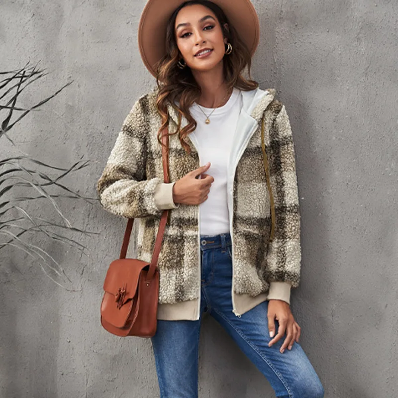Women Winter Check Cardigan Hooded Fuzzy Fleece Open Front Pockets Hooded Cardigan Jacket Coat Outwear
Women Winter Check Cardigan Hooded Fuzzy Fleece Open Front Pockets Hooded Cardigan Jacket Coat Outwear